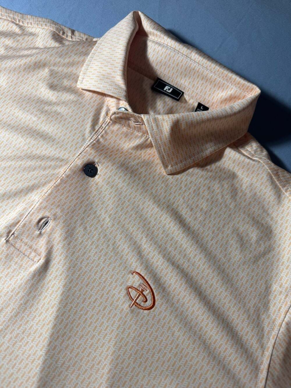 FootJoy Orange Geometric Print ProDry Performance Golf Polo Shirt Men's Large